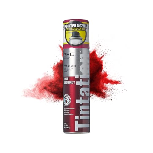 Red by Kiss Tintation Temporary Hair Color Spray 2.82oz, Quick-Dry & Smudge-Proof, Vivid Color Washable Hair Dye, Styling Spray Cosplay Halloween