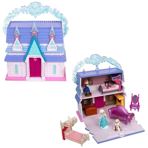 DISNEY STORE Official Frozen Castle Micro Play Set, Micro Toy Set Includes Elsa, Anna & Olaf Micro Figures, Travel Toy Portable Playset with Handle,…