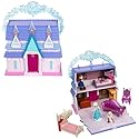 DISNEY STORE Official Frozen Castle Micro Play Set, Micro Toy Set Includes Elsa, Anna & Olaf Micro Figures, Travel Toy Portable Playset with Handle,…