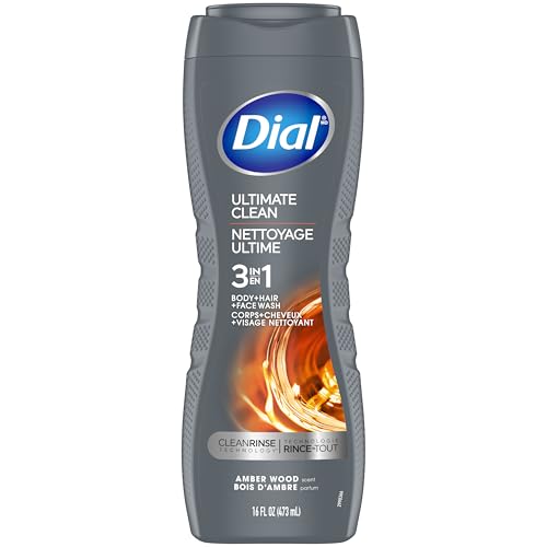 Dial Men 3in1 Body, Hair and Face Wash, Ultimate Clean, 16 fl oz (Pack of 1)