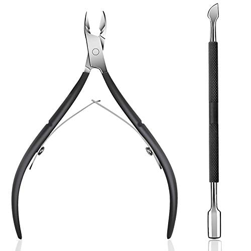 Ejiubas Cuticle Trimmer with Cuticle Pusher Cuticle Nipper Professional Grade Stainless Steel Cuticle Remover Cutter Clipper Durable Pedicure Manicure