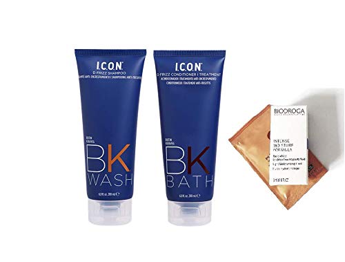 ICON BK Wash D Frizz Shampoo 6.8 oz & BK Bath D Frizz Conditioner 6.8 oz DUO (with Biotine, Keraveg 18 & Keravis) Beauty & Personal Care ICON