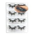 False Eyelashes with Glitter Rhinestones On, Bling Lashes 2023 Sparkle Full Strip Mink Eyelash 4 Pairs… (AF08bling)