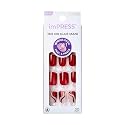 Kiss Impress Design Press On Nails, ‘Endlessly’, Red, Short Squoval, PureFit Technology, Chip Proof, Smudge Proof, Waterproof, Nail File, Manicure Beauty & Personal Care imPRESS