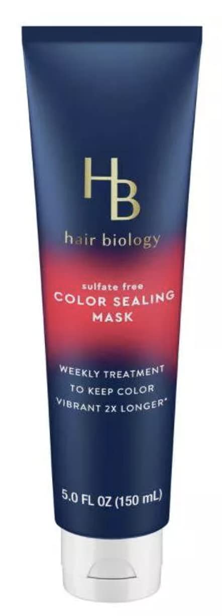 HB Hair Biology Sulfate Free Color Sealing Mask. 5 Fl Oz. Formulated to be safe for color-treated gray hair. Biotin infused helps seal damaged hair
