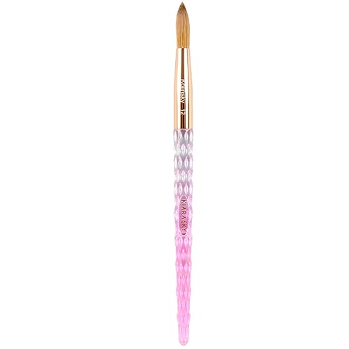 Kiara Sky Acrylic Brush #12 - Pink | 100% Pure Kolinsky | Crystal Cut Handle and Acetone Resistant