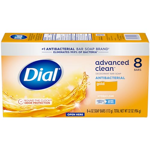 Dial Antibacterial Bar Soap, Gold, 32 Bars, 8 Count (Pack of 4)