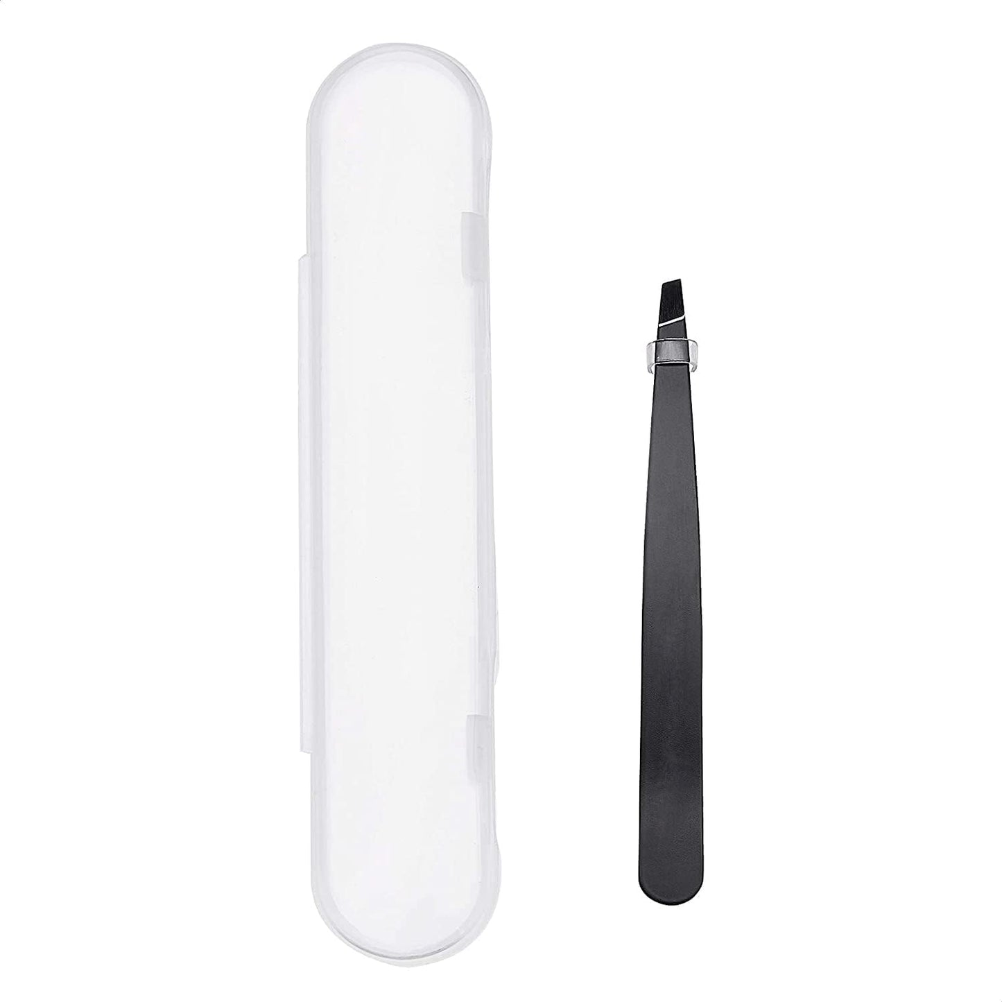 Amazon Basics Slant Tip Tweezer - Professional Stainless Steel Tweezer for Effective Hair Removal, Ideal for Daily Beauty Regimen, with Travel Case