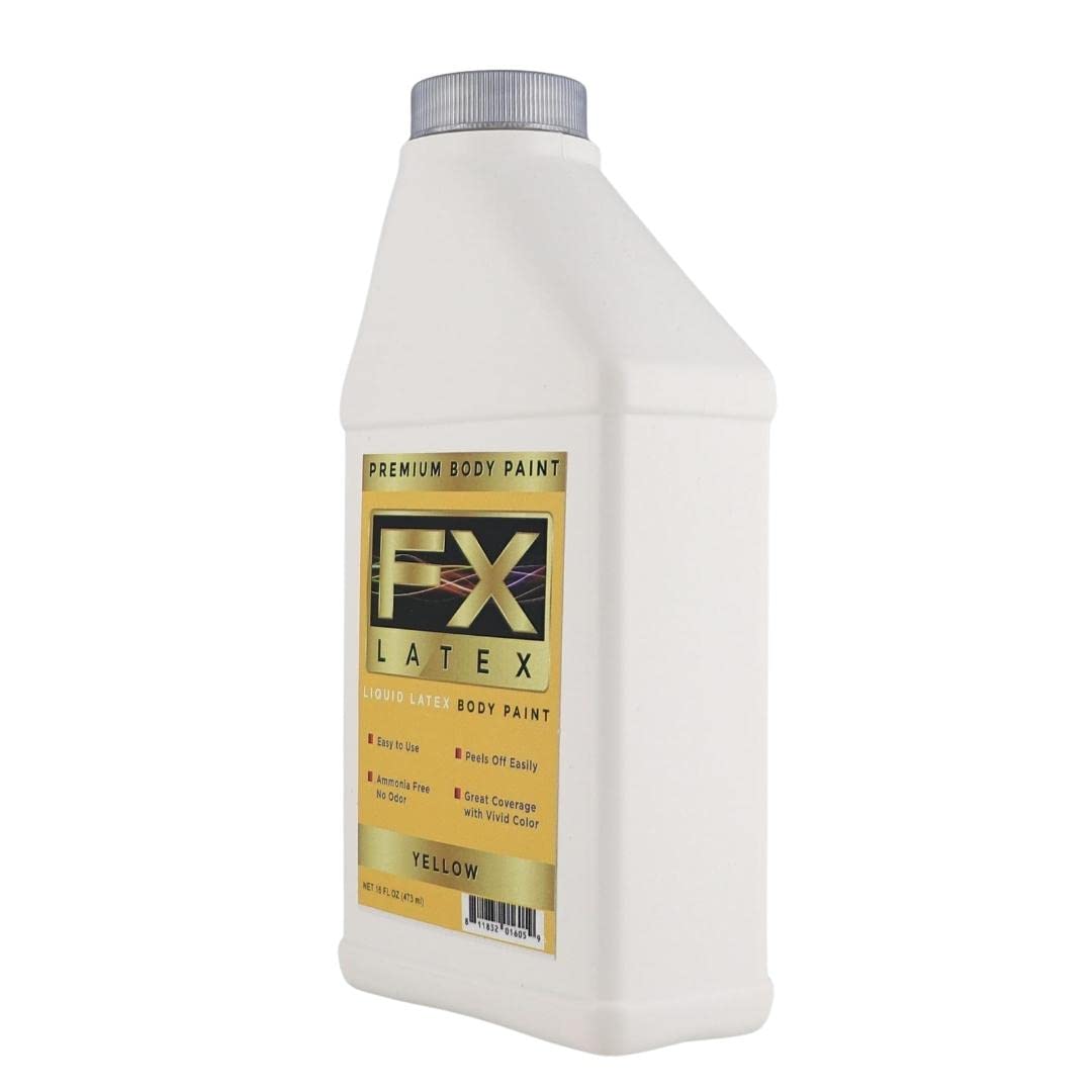Liquid Latex - Face and Body Paint, Ammonia Free, Easy On and Off, Cosplay Makeup, Create Professional Monster, Zombie Arts 16 Oz (Yellow)