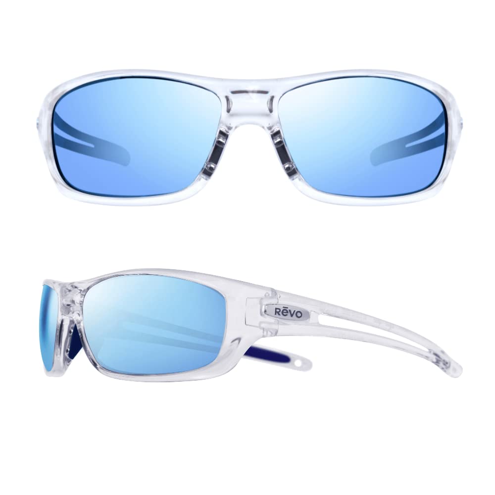 Revo Sunglasses Coast: Polarized Lens with Medium Sport Wrapped Frame, Crystal Frame with Blue Water Lens