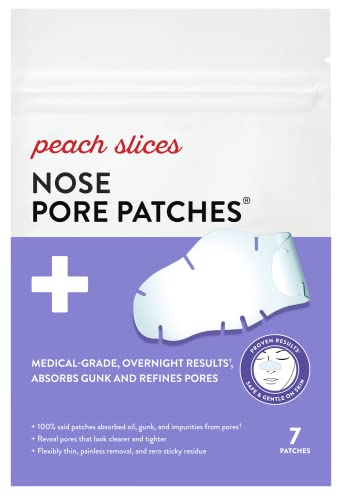 Peach Slices - Nose Pore Patches (7 ct) - Overnight Blackhead Remover - Pore Strips - Absorbs Gunk - Thin, Flexible & Painless - Hydrocolloid Patches Beauty and Personal Care Peach Slices Default Title