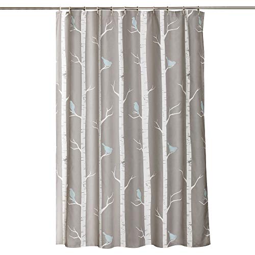 Lush Decor 16T000938 Bird On The Tree Bird on The Tree Shower Curtain, Gray/Blue, 72" x 72"