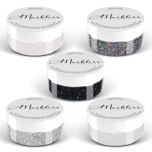 MARBLERS Cosmetic Grade Fine Glitter 5-Pack [Mono Beauty] 0.90oz (25g) | Non-Toxic | Vegan | Cruelty-Free | Eyeshadow, Nail Polish, Nail Art |