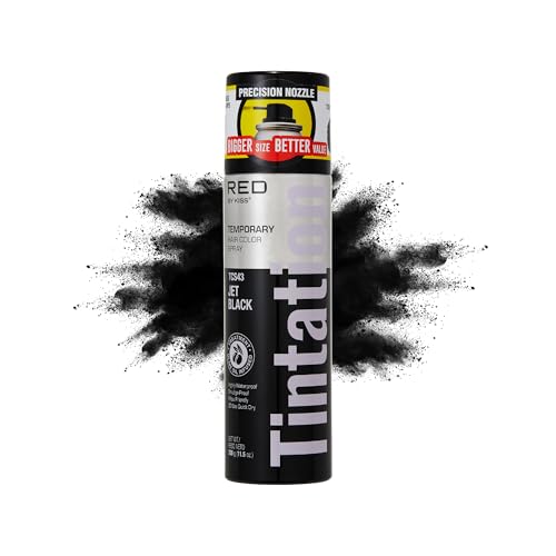 RED by Kiss Tintation Temporary Hair Color Spray, Extra Large Size, Instant Gray Root Cover Up, Water-Resistant, Smudge-Proof, Hairline & Barber