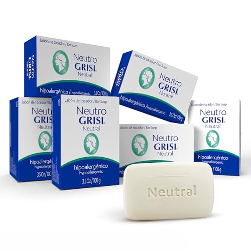 Grisi Neutral Hypoallergenic Bar Soap - Fragrance-Free & Dye-Free for Face & Body - Gentle Moisturizing Wash for Sensitive Skin - pH-Balanced Natural