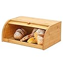 ROYALHOUSE Natural Bamboo Roll Top Bread Box Kitchen Food Storage - Assembly Required