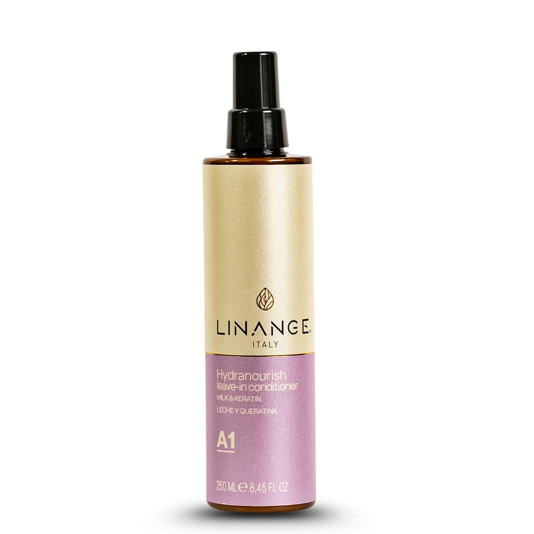 Linange Milk & Keratin Set: 33.8 Oz Shampoo, 33.8 Oz Mask, 8.45 Oz Leave-in Conditioner Spray (Free Starry Sexy Kiss Lip Plumping)