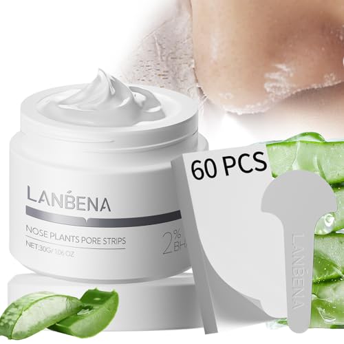 LANBENA Blackhead Remover Nose Pore Strips for Face, 2.0 Upgraded Deep Cleansing Peel off Mask Nose Strips Skincare for All Skin (1.06 Oz/30g) - 60pcs