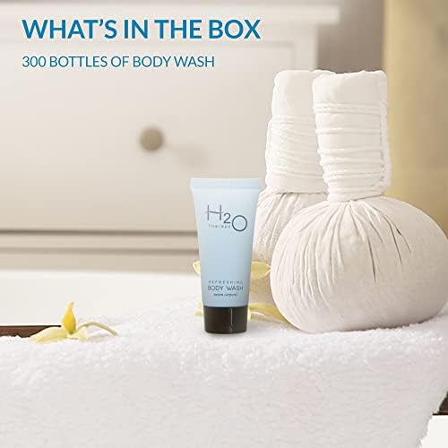 H2O Therapy Hotel Body Wash 0.85 oz Travel Size Bottles | Bulk 300 Pack | White Tea with Aloe & Olive Oil | Paraben Free Guest Amenities Complimentary Beauty & Personal Care H2O Therapy