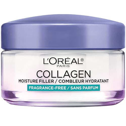 L'Oreal Paris Collagen Moisture Filler Facial Moisturizer, Fragrance Free, Anti Aging Face Cream, Non-Greasy Skin Care Formula For Up to 48HR