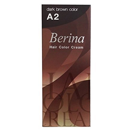 Pack of 1 Box Berina Dark Brown Hair Dye A2 Hair Color Cream Dye Dark Brown 60 G. Super Permanent Fashion Unisex