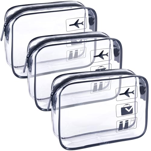TREALDATE TSA Approved Toiletry Bag 3Pcs - 3 Pack Clear Travel Bags for Toiletries, Carry on Airport Airline Compliant Bag,Makeup Bags Clear Toiletry Beauty and Personal Care TREALDATE Default Title