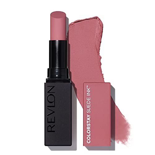 Revlon Lipstick, ColorStay Suede Ink, Built-in Primer, Stocking Stuffer for Women, Waterproof, Smudge-proof, Matte Color, 008 That Girl, 0.09 oz