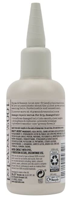 R R Rhyme & Reason Damage Repair Hair Serum 3.3 Fl Oz. For Dry & Damaged Hair. Reduce Hair Breakage. (1 Pack)