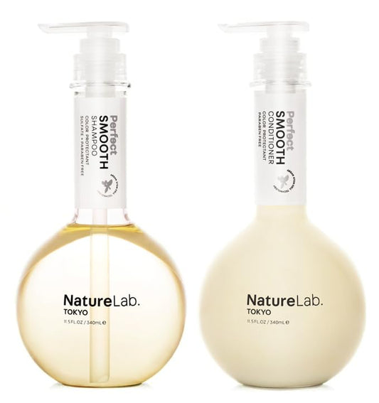 NatureLab.TOKYO Perfect Smooth Shampoo & Conditioner Duo - Japanese Shampoo and Conditioner for Dry, Frizzy Hair - Calms Scalp & Tames Strands from