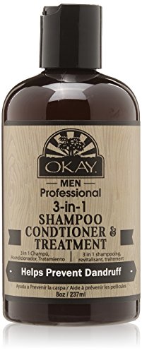 Okay 3 In 1 Men Shampoo Conditioner Treatment, natural scent 8 Ounce