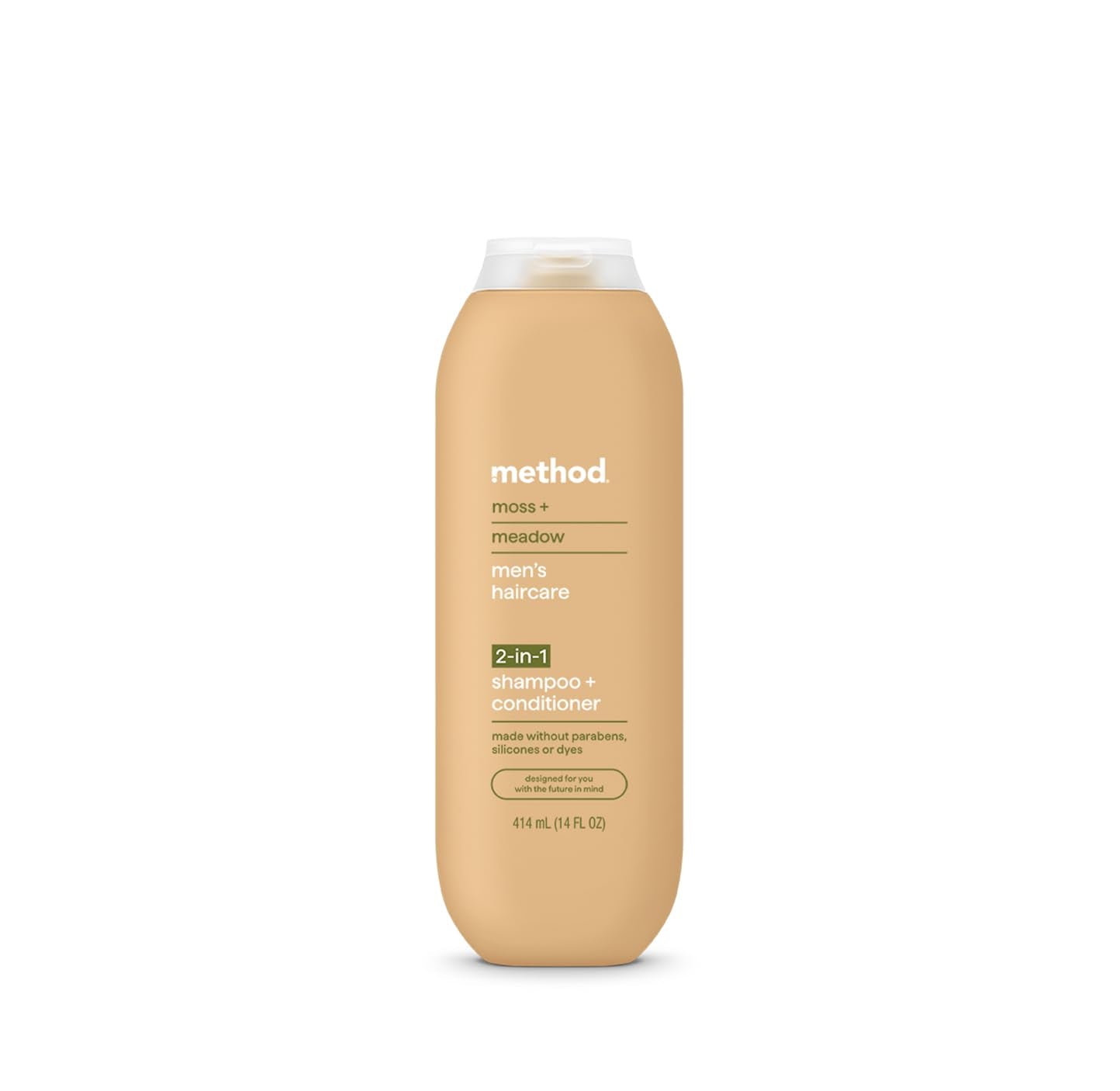 Method Men 2-in-1 Shampoo and Conditioner, Moss + Meadow - Cleans and Conditions with Argan and Jojoba Oil - Made without Parabens - 14 oz