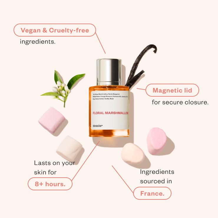 Dossier - Eau de Parfum - Floral Marshmallow - Inspired by By Kilian's Love,Don't Be Shy - Perfume Luxury - Pure Infused - Paraben-Free - Vegan