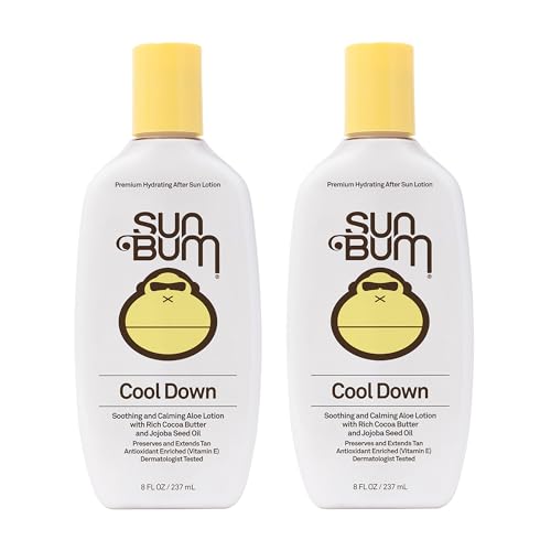 Sun Bum Cool Down Aloe Vera Lotion Vegan After Sun Gel With Cocoa Butter To Soothe and Hydrate Sunburned Skin, 8 oz (Pack of 2)
