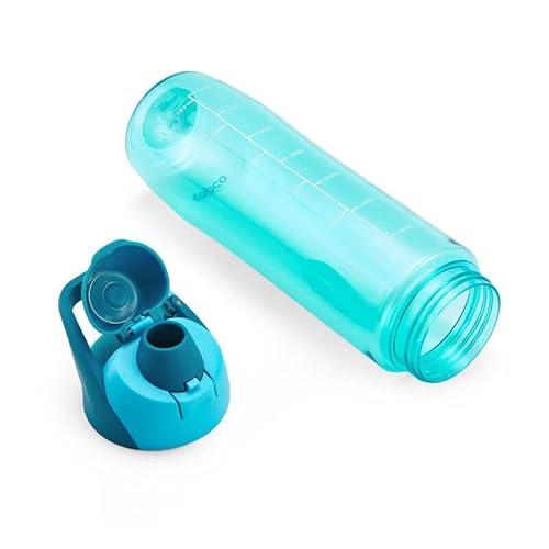 Copco ClipGo Tritan Water Bottle - 24 Oz. Translucent Teal Reusable Hydration Bottle with Measurement Markings, Carry Loop & Clip Handle - BPA Free…
