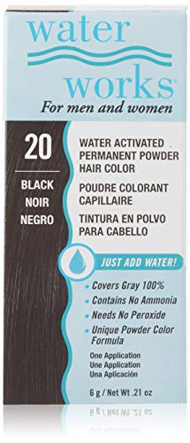 Water Works Water Activated Permanent Powder Hair Color for Men and Women, #20 Black