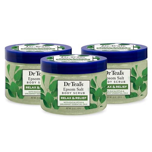 Dr Teal's Pure Epsom Salt Body Scrub, Relax & Relief with Eucalyptus & Spearmint Essential Oils, 16 oz (Pack of 3) Beauty and Personal Care Dr Teal's Default Title