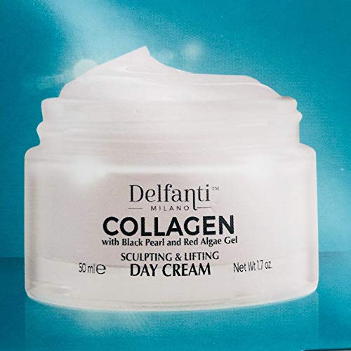 Delfanti-Milano • COLLAGEN SCULPTING AND LIFTING Day Face Cream • Face and Neck Moisturizer with BLACK PEARL and RED ALGAE GEL• Made in Italy
