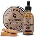 Striking Viking Beard Oil and Balm - Men's Beard Grooming Kit with All-Natural Beard Oil and Leave in Beard Balm Conditioner - Enriched with Argan