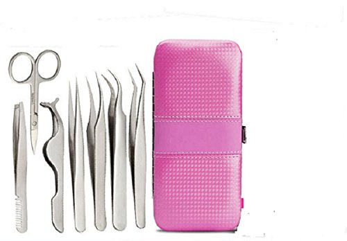 Yimart Professional Eyebrow Tweezer Set False Eyelash Extension Tool Kits Set Eyebrow Tweezers Eyebrow Trimmer Stainless Steel Eye Lashes Tweezers