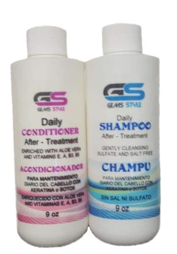 GS Keratin Daily Shampoo & Daily Conditioner (265ml / 9oz) Without Salt or Sulfate to maintain and extend the effects of of any hair treatment for a Beauty & Personal Care GS GEMS STYLE