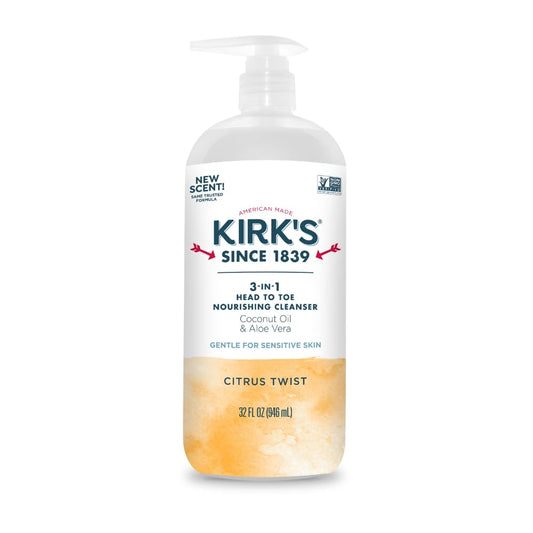 Kirk's Citrus Twist 3-in-1 Nourishing Cleanser, Shampoo Body Wash Bubble Bath, Coconut Oil and Aloe Vera, Vegan Non-GMO, 32 Fl Oz Beauty & Personal Care Kirk's