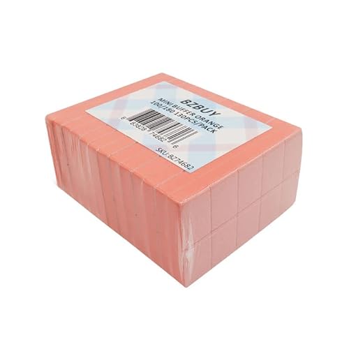 Bzbuy Nail Mini Orange Buffer Block File 100/180 Grit 2 Sided (130 Count)