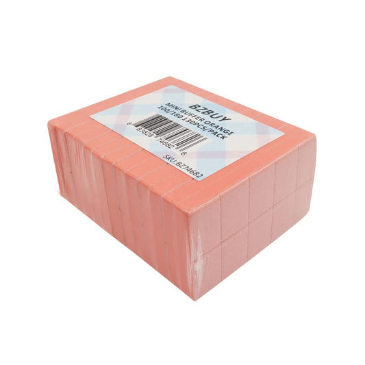 Bzbuy Nail Mini Orange Buffer Block File 100/180 Grit 2 Sided (130 Count)