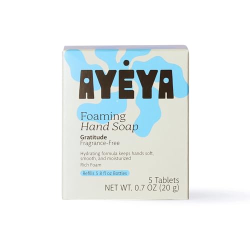 AYÉYA Foaming Hand Soap Refill Tablets - Gratitude | Unscented Foaming Hand Soap Refill with Coconut Oil | 5 Tablets