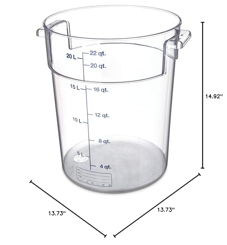 Carlisle FoodService Products Storplus Round Food Storage Container with Stackable Design for Catering, Buffets, Restaurants, Polycarbonate (Pc), 22…