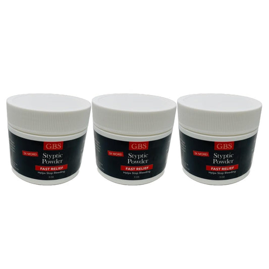 G.B.S Styptic Powder with Sealed Top + Scoop Quick Stop Bleeding, First Aid Useful for Minor Cuts, Nosebleeds, Camping Safety Survival Kit (5oz) (3) Beauty and Personal Care G.B.S