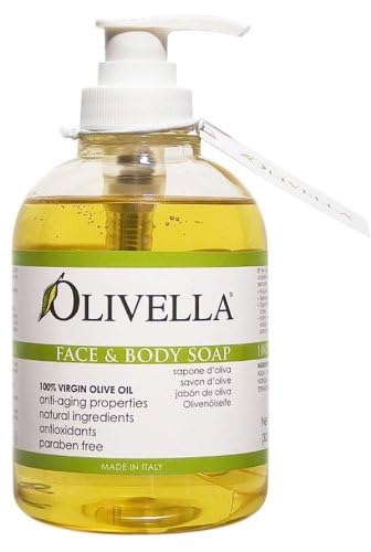 Olivella Virgin Olive Oil Face and Body Liquid Soap 10.14 oz (Pack of 2)