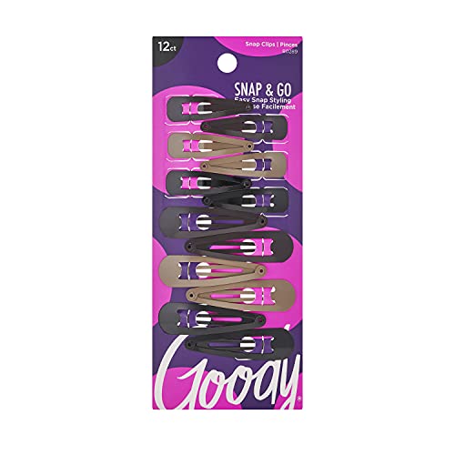 Goody Metal Contour Hair Snap Clips - 12 Count, Assorted Colors - Just Snap Into Place - Suitable for All Hair Types - Pain-Free Hair Accessories Beauty & Personal Care GOODY