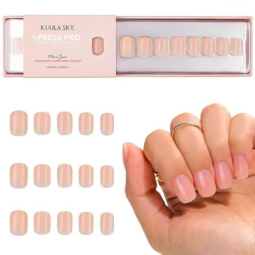 Kiara Sky Press On Nails | XPRESS PRO 100% Acrylic Nails | 30-Piece Kit Includes Nail Glue, Cuticle Pusher, File & Prep Pad | Square Short - Plane Beauty & Personal Care KIARA SKY