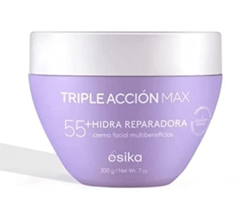 Esika Triple Acción Max Crema Facial Multibeneficios 55+ Con Calcio, Biofirm y Complejo Antioxidante 7.0 oz. (200)